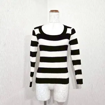 pageboy 울 100% 인기 보더 니트 ( M ) 블랙 x 아이보리