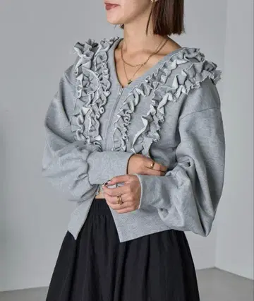 goocy 프릴 V넥 zip 가디건