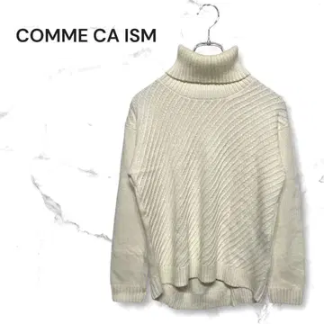 컴시즘 리브 니트 스웨터 M 화이트 하이넥 긴팔