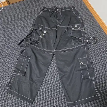 블랙 카고 팬츠 멀티 포켓