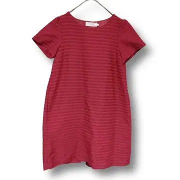 쿠튀르 브로치 (38) 백리본 부착 튜닉 원피스 빨간색 보더