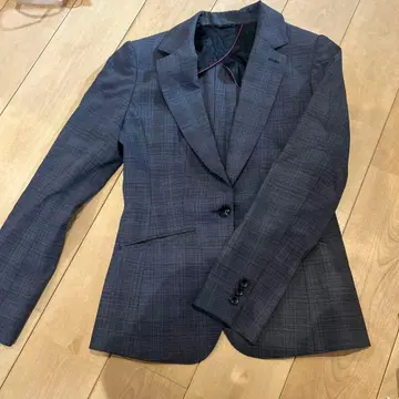 아오야마 셀렉 다크 그레이 체크 무늬 테일러드 자켓 5호