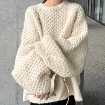 select moca 아이보리 케이블 짜임 니트
