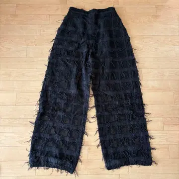 6 로쿠 블록 메쉬 프린지 팬츠