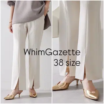새상품급 WhimGazette 프론트 슬릿 팬츠 38 아이보리