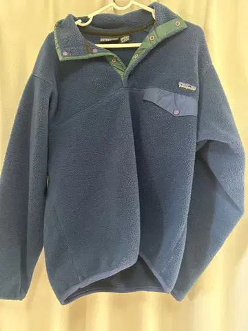 Patagonia 파랑 플리스 풀오버 카라 부착