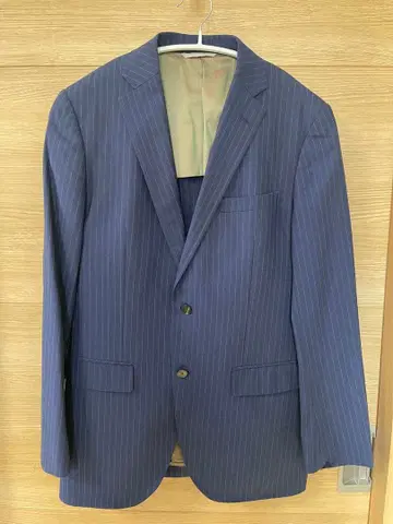 THE SUIT COMPANY 네이비 스트라이프 테일러드 자켓