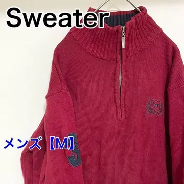 YAP13 [US 수입] THRE3 스웨터 [남성용 M] 긴팔 와인 레드