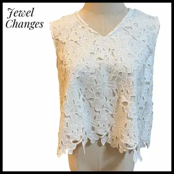 Jewel Changes 꽃무늬 레이스 슬리브리스 38 사이즈 화이트