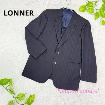 새상품급 LONNER 테일러드 자켓 스트라이프 울 100% M 블랙