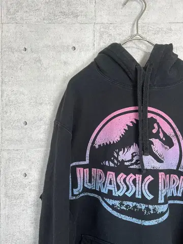 해외 구제 의류 쥬라기 공원 후드티 로고 마크 블랙