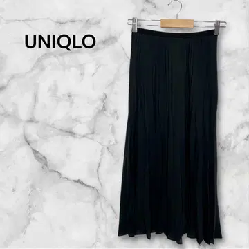 유니클로 플레어 스커트 아코디언 허리밴딩 롱 기장 M 사이즈
