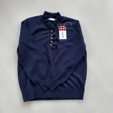 새상품, DOCLASSE 네이비 프릴 옷깃 스웨터 L