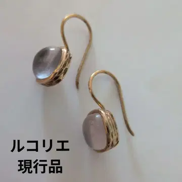 [새상품급 루코리에] 천연 로즈쿼츠 드롭 타입 귀걸이