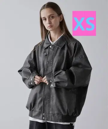 clel 인조 가죽 블루종 & 스탠드 넥 지퍼 후드티