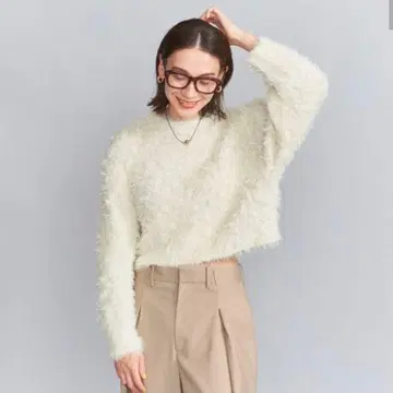 튤 테이프 니트 풀오버 화이트