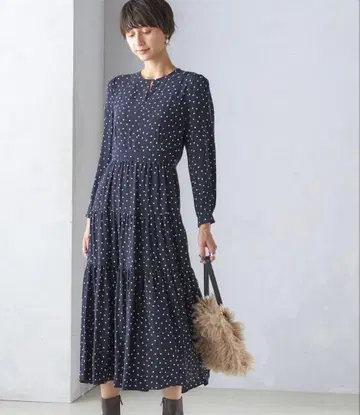 SHIPS 도트 무늬 원피스 네이비 새상품급