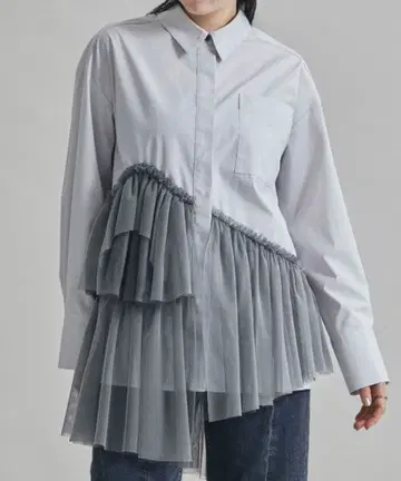 UNITED TOKYO 샴브레이 튤 콤비 셔츠