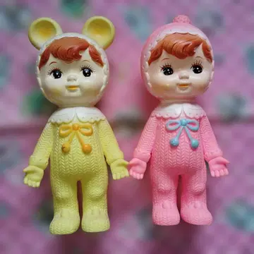 [레어] 나카요시 챠미짱 핑크 옐로우 컬러 2체 세트 쇼와 레트로