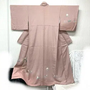 호몬기 핑크 꽃무늬 스코치 가드 기모노 일본 의류 순수 실크 쇼와 레트로