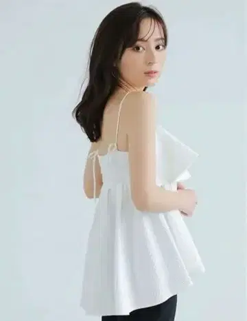 Anuans 화이트 프릴 슬리브리스 상의