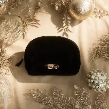 HLT 체리 벨루어 뷰티 파우치 안쪽 체리 패턴