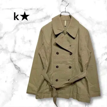 케스터 그레이 더블 브레스트 트렌치코트 포켓 세미롱 기장 M