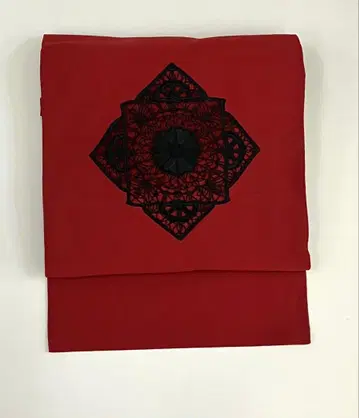 나고야 오비 중고 크림슨 블랙 레이스 패턴