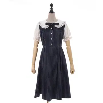 프릴 빅 옷깃 반팔 원피스 엑시즈팜