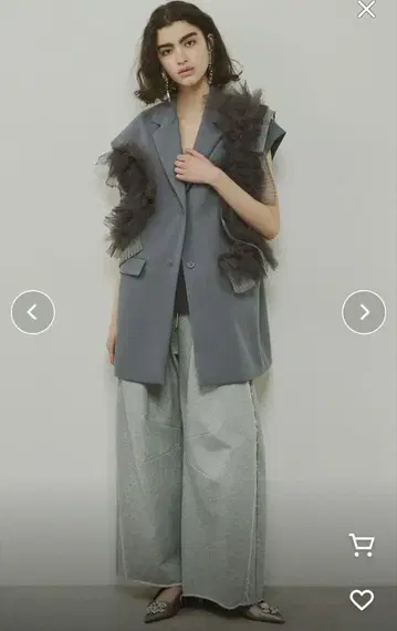 프릴 오버 사이즈 베스트 그레이