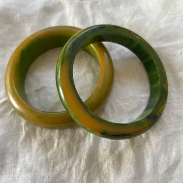 빈티지 베이크라이트 그린 계열 뱅글 2개 세트