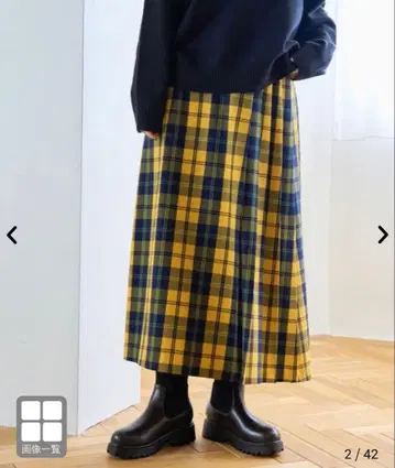 미사용 새상품 coen 코엔 체크 플리츠 스커트 플리츠