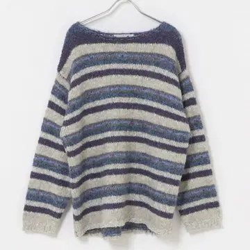 KBF 멀티 보더 루즈 니트 블루