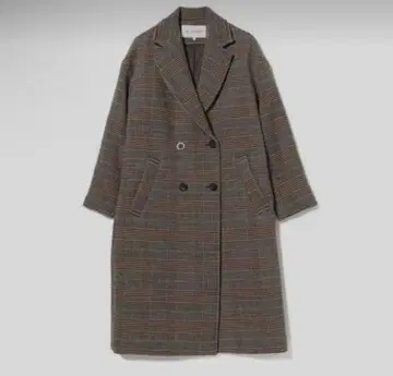 Ray BEAMS 체크 무늬 더블 브레스트 코트 사이즈 0