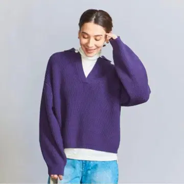 스키퍼 숏 니트 풀오버 -워셔블- 퍼플