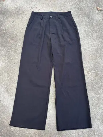 블랙 와이드 팬츠 센터 프레스