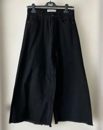 자라 블랙 와이드 데님 팬츠