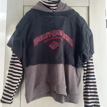 Harley-Davidson 후드 부착 그레이 후드티 리메이크