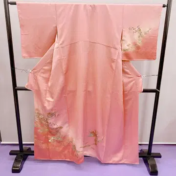 Y6746 피치 핑크 호몬기 기모노 순수 실크 입학식 결혼식