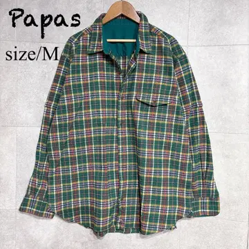 Papas 그린 계열 체크 버튼 다운 셔츠 M