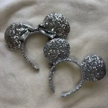 디즈니 머리띠 세트 미키 미니 실버 스팽글