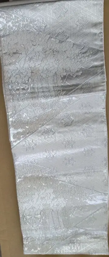 미호시사 실버 꽃무늬 후쿠로 오비 실크제