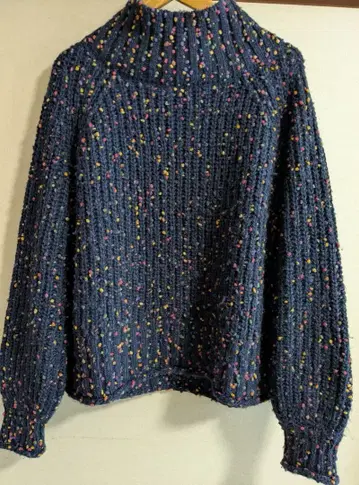 BEAMS 하트, 컬러 네프 믹스, 하이넥 니트, 팝하고 귀여운