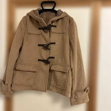 VIS 베이지 더플 코트 후드 부착