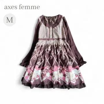 axes femme 엑시즈팜 무릎 기장 원피스 M 브라운 올 패턴