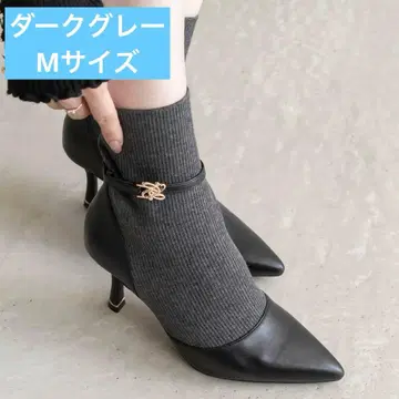 RANDA 골드 파츠 니트 도킹 부츠 M 사이즈 다크 그레이