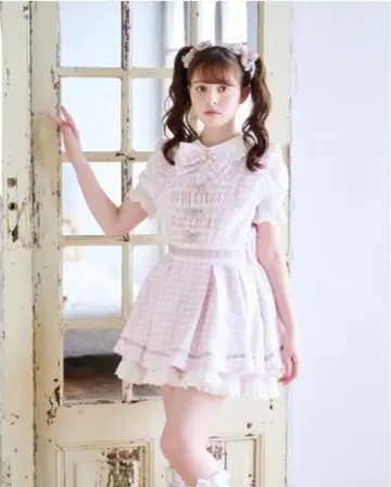 LIZLISA 리즈리사 깅엄 체크 트위드 셋업 핑크