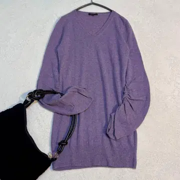 띠어리/캐시미어 100%/V넥 니트/셔링 소매/고급/페미닌/S