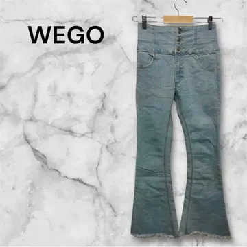 위고 라이트 블루 데님풍 팬츠 XS 사이즈 스트레치 소재 버튼 XS