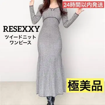 [컨디션 최상] RESEXXY 바이컬러 트위드 니트 원피스 트위드 원피스